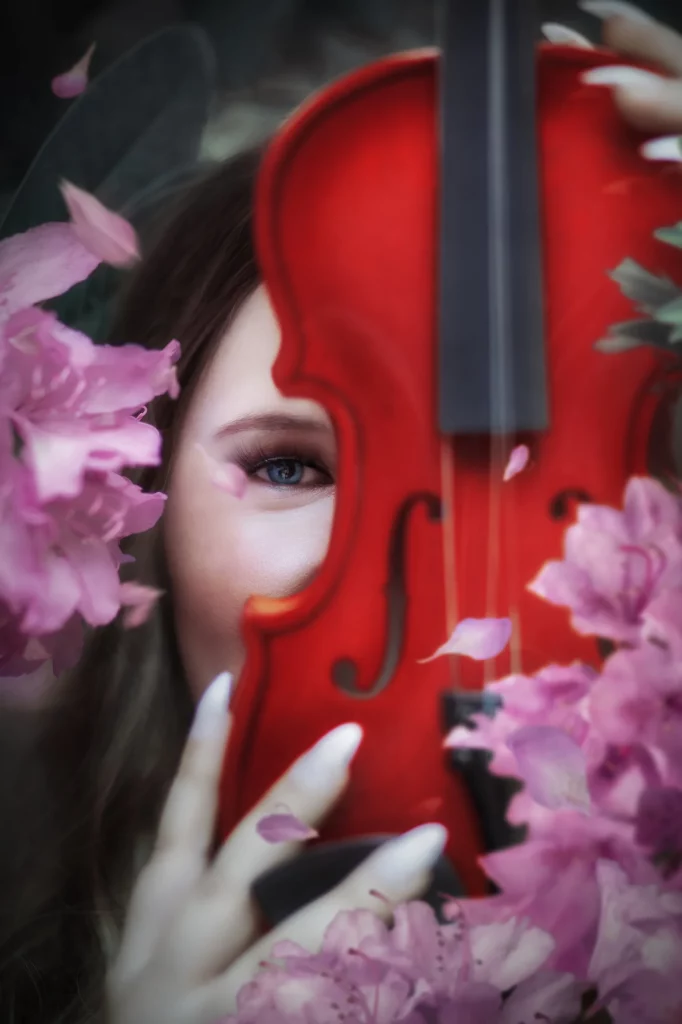 Violine-Portrait-Frühling-Shooting-Blumen