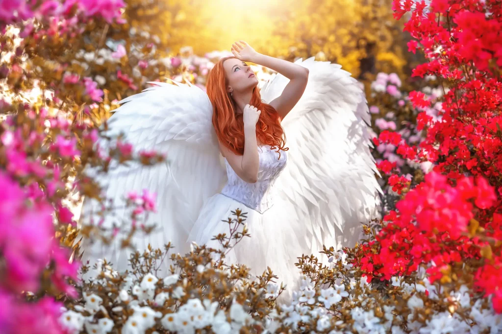 Engel-Shooting-Fantasy-Blumen-Angel