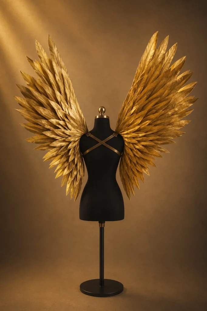 Goldene Flügel der Sacred Valkyrie Fantasy Inszenierung